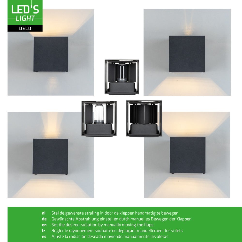 Lumo Cube Antraciet - Wandarmatuur zonder lichtbron - Excl 1xG9 - IP65 - LED.nl