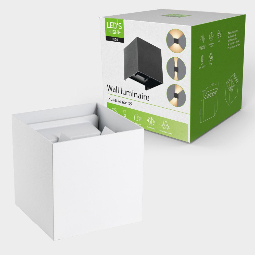Lumo Cube Wit - Wandarmatuur zonder lichtbron - Excl 1xG9 - IP65 - LED.nl