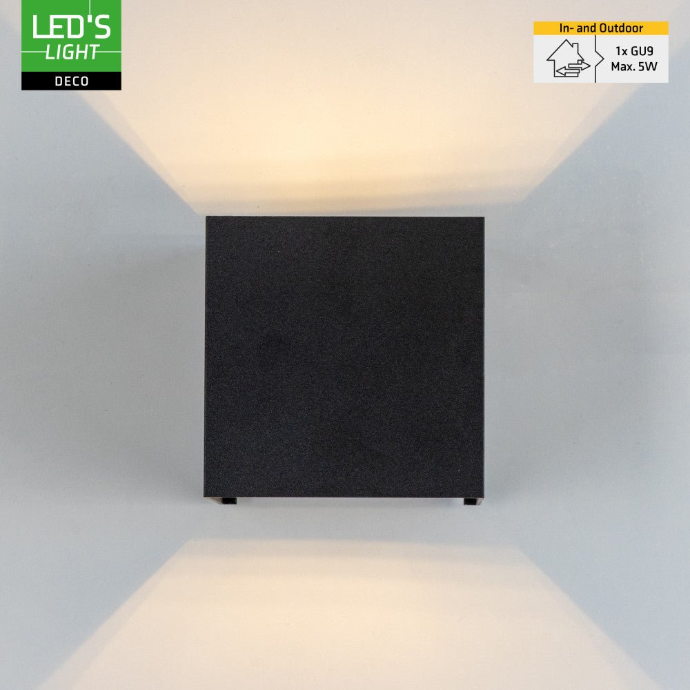 Lumo Cube Zwart - Wandarmatuur zonder lichtbron - Excl 1xG9 - IP65 - LED.nl