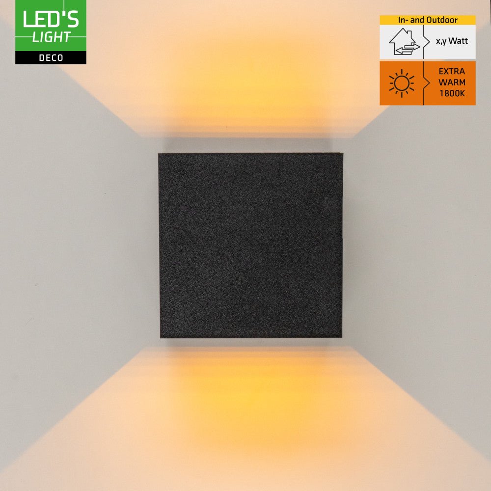 Lumo Qube Wandlamp Buitenlamp met Lichtbron - wandarmatuur - 380lm 1800K - Zwart - IP54 - LED.nl