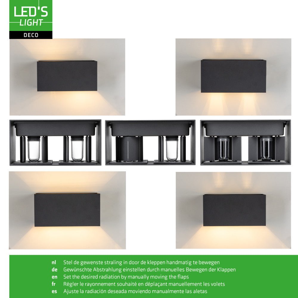 Lumo Recta Antraciet - Wandarmatuur zonder lichtbron - Excl 2xG9 - IP65 - LED.nl
