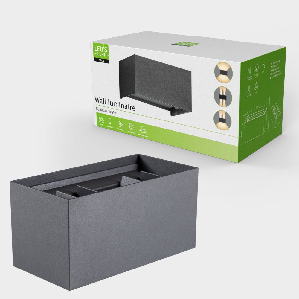 Lumo Recta Antraciet - Wandarmatuur zonder lichtbron - Excl 2xG9 - IP65 - LED.nl