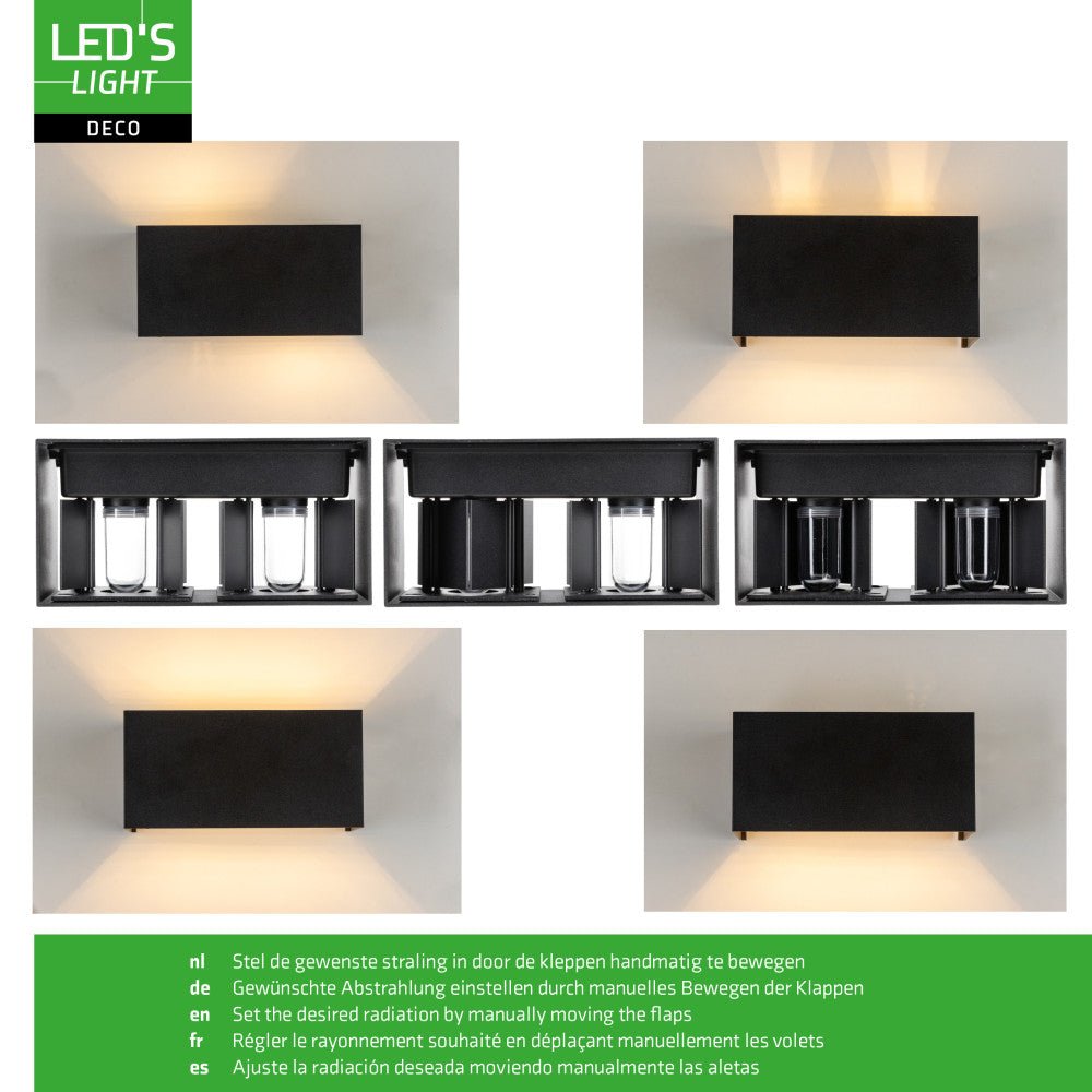 Lumo Recta Zwart - Wandarmatuur zonder lichtbron - Excl 2xG9 - IP65 - LED.nl