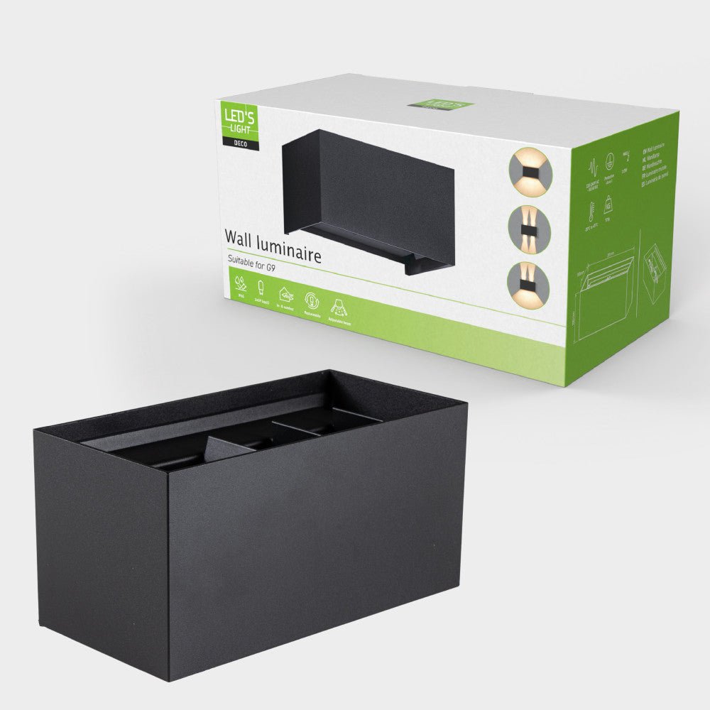 Lumo Recta Zwart - Wandarmatuur zonder lichtbron - Excl 2xG9 - IP65 - LED.nl