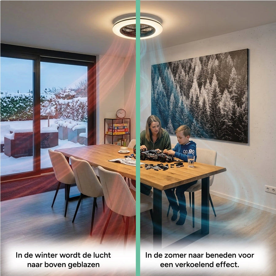 Moderner 3D-Deckenventilator mit Beleuchtung 50cm - Dimmen und Lichtfarbeinstellung per Fernbedienung - Mit Sommer- und Wintermodus und Timerfunktion - LED.de