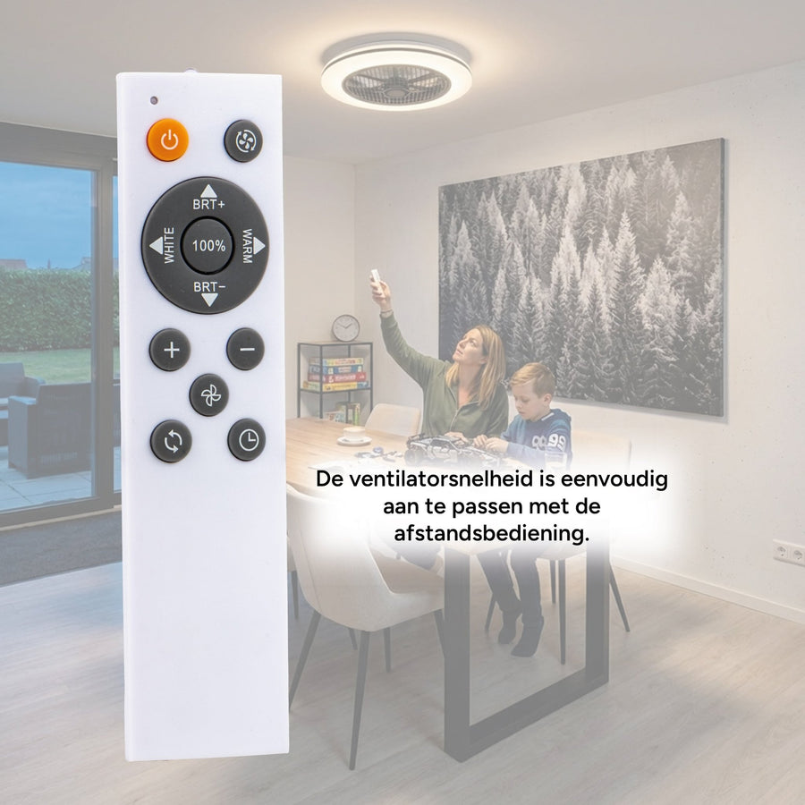 Moderner 3D-Deckenventilator mit Beleuchtung 50cm - Dimmen und Lichtfarbeinstellung per Fernbedienung - Mit Sommer- und Wintermodus und Timerfunktion - LED.de