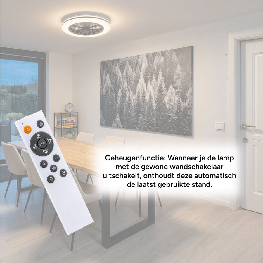 Moderner 3D-Deckenventilator mit Beleuchtung 50cm - Dimmen und Lichtfarbeinstellung per Fernbedienung - Mit Sommer- und Wintermodus und Timerfunktion - LED.de