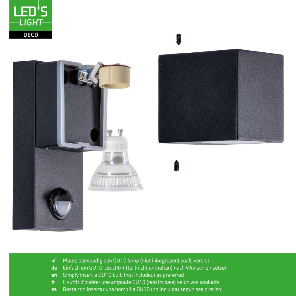 NØRD Down Sensor - Aluminium - 1xGU10 - Zwart - IP44 - LED.nl
