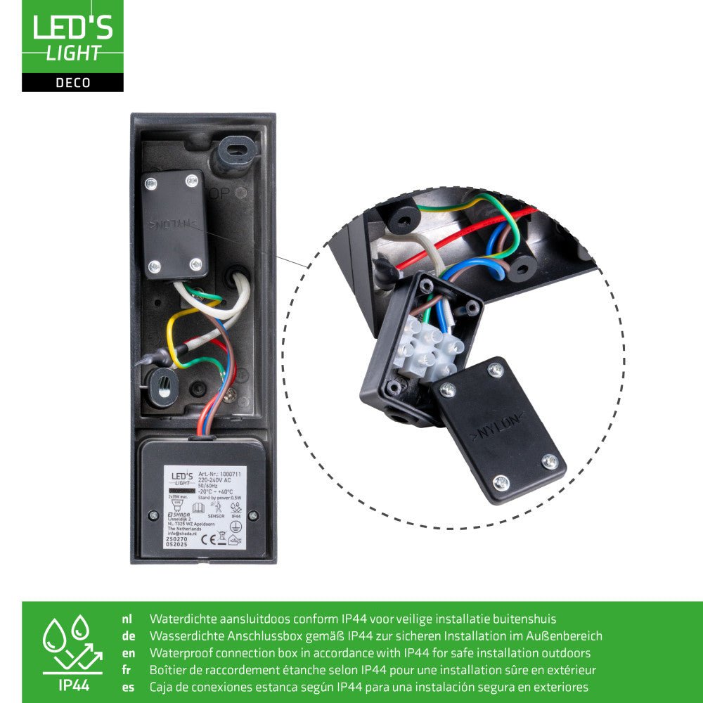 NØRD Up&Down Sensor - Aluminum - Wandarmatuur - 2xGU10 - Zwart - LED.nl