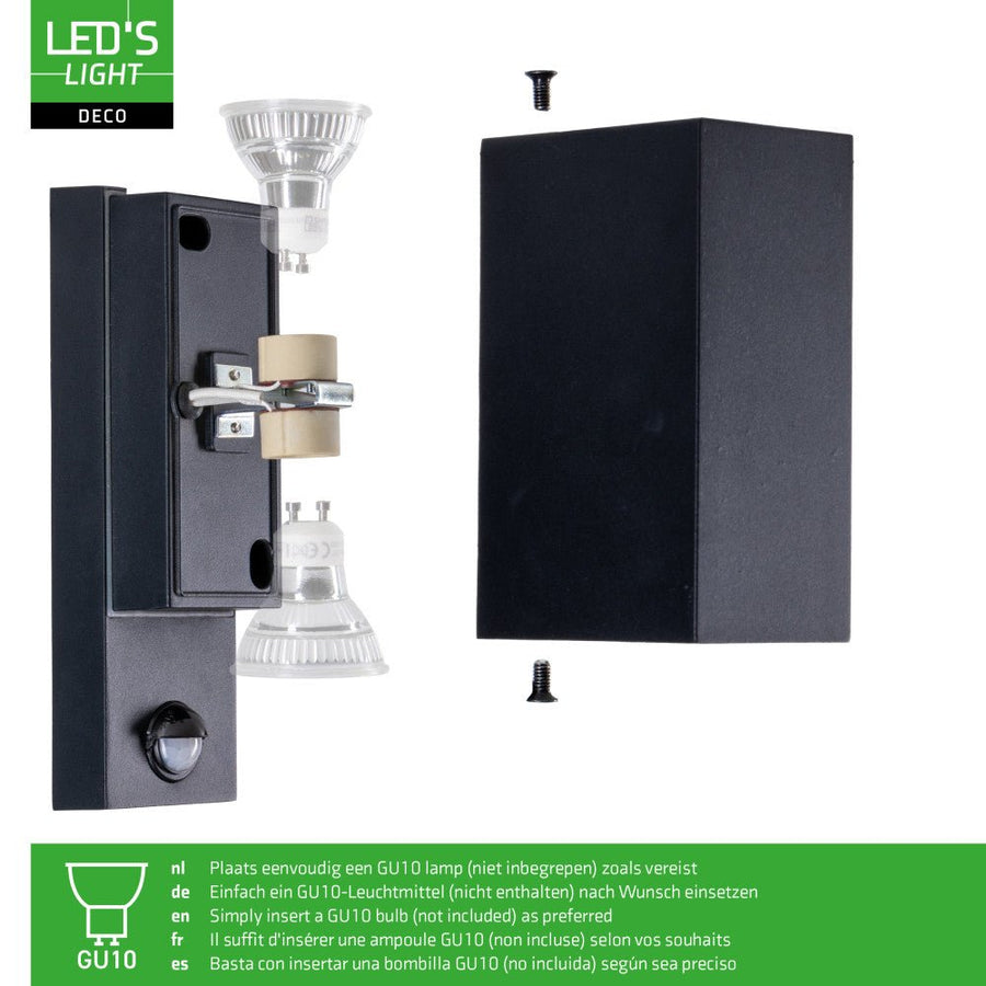 NØRD Auf- und Abwärtssensor – Aluminium – Wandleuchte – 2xGU10 – Schwarz - LED.de