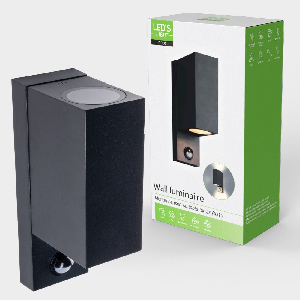NØRD Up&Down Sensor - Aluminum - Wandarmatuur - 2xGU10 - Zwart - LED.nl