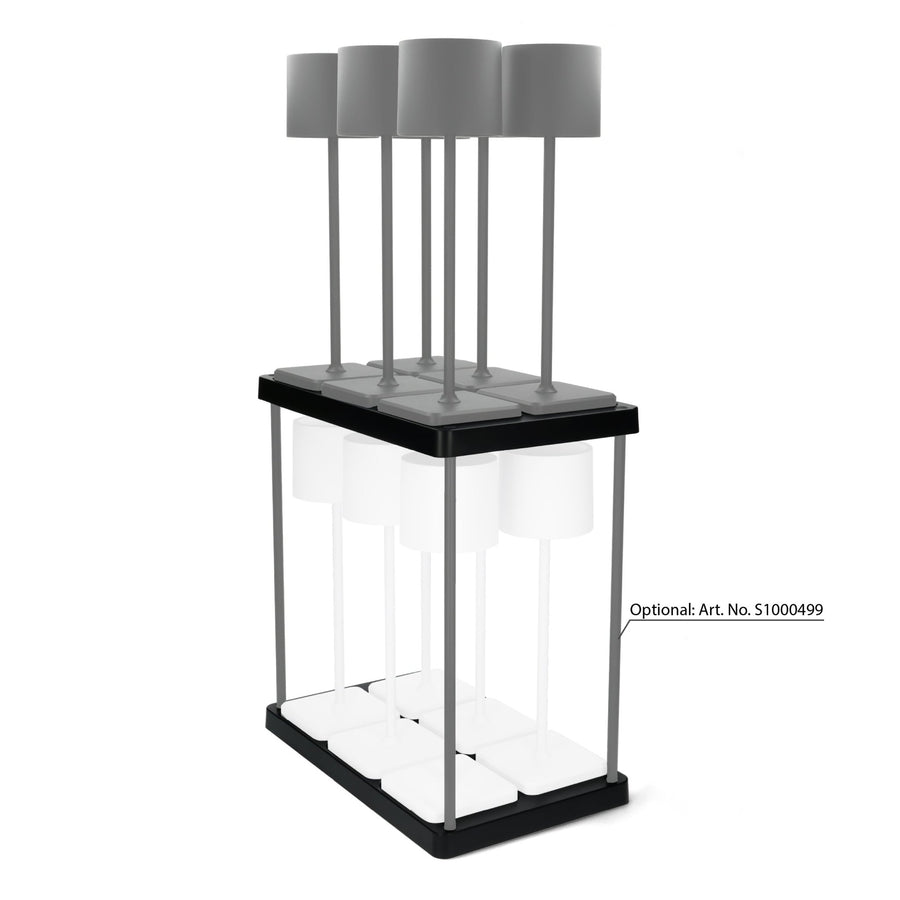 Oplaadstation voor 6 oplaadbare LED tafellampen - Docking met voeding - Zwart LED.nl