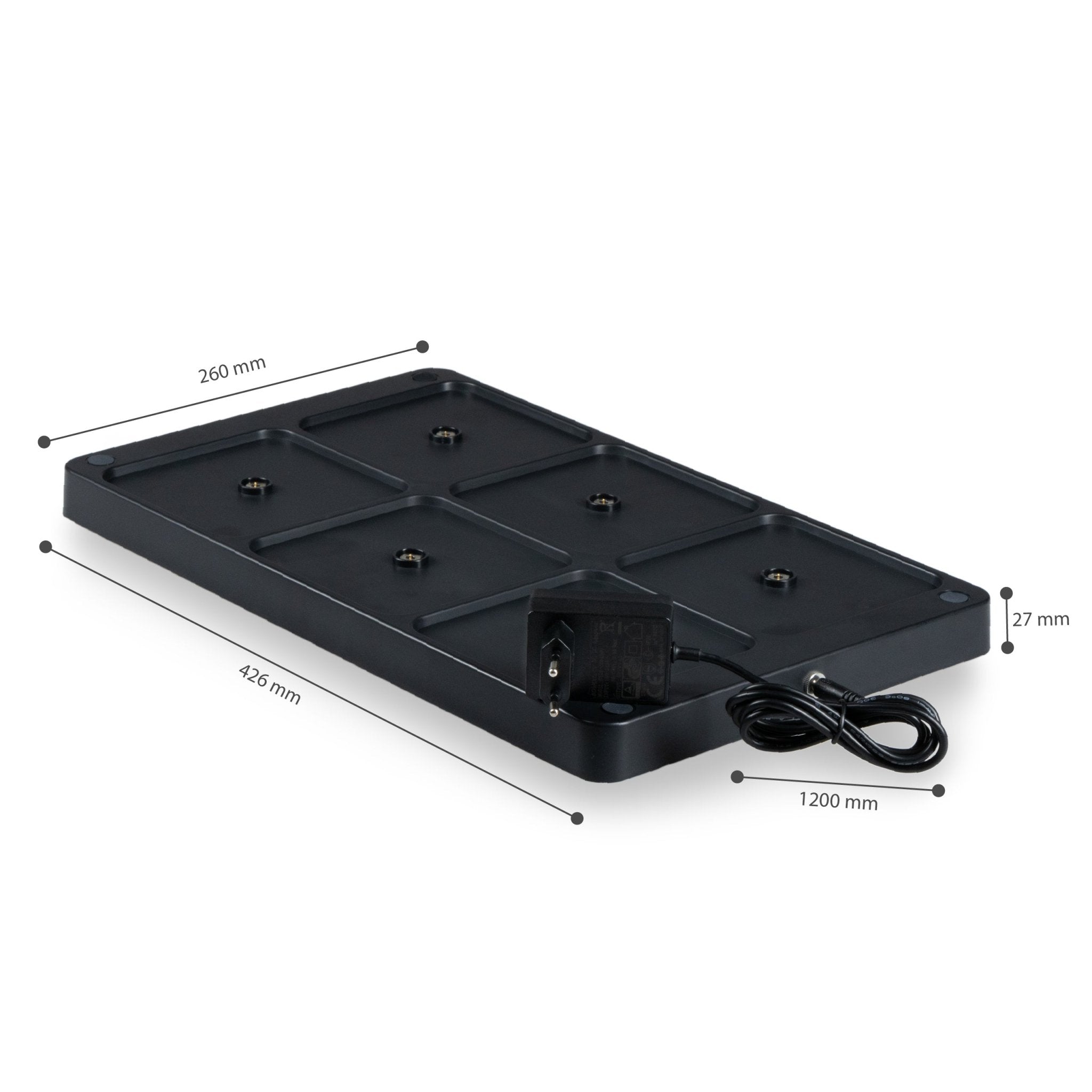 Oplaadstation voor 6 oplaadbare LED tafellampen - Docking met voeding - Zwart - LED.nl