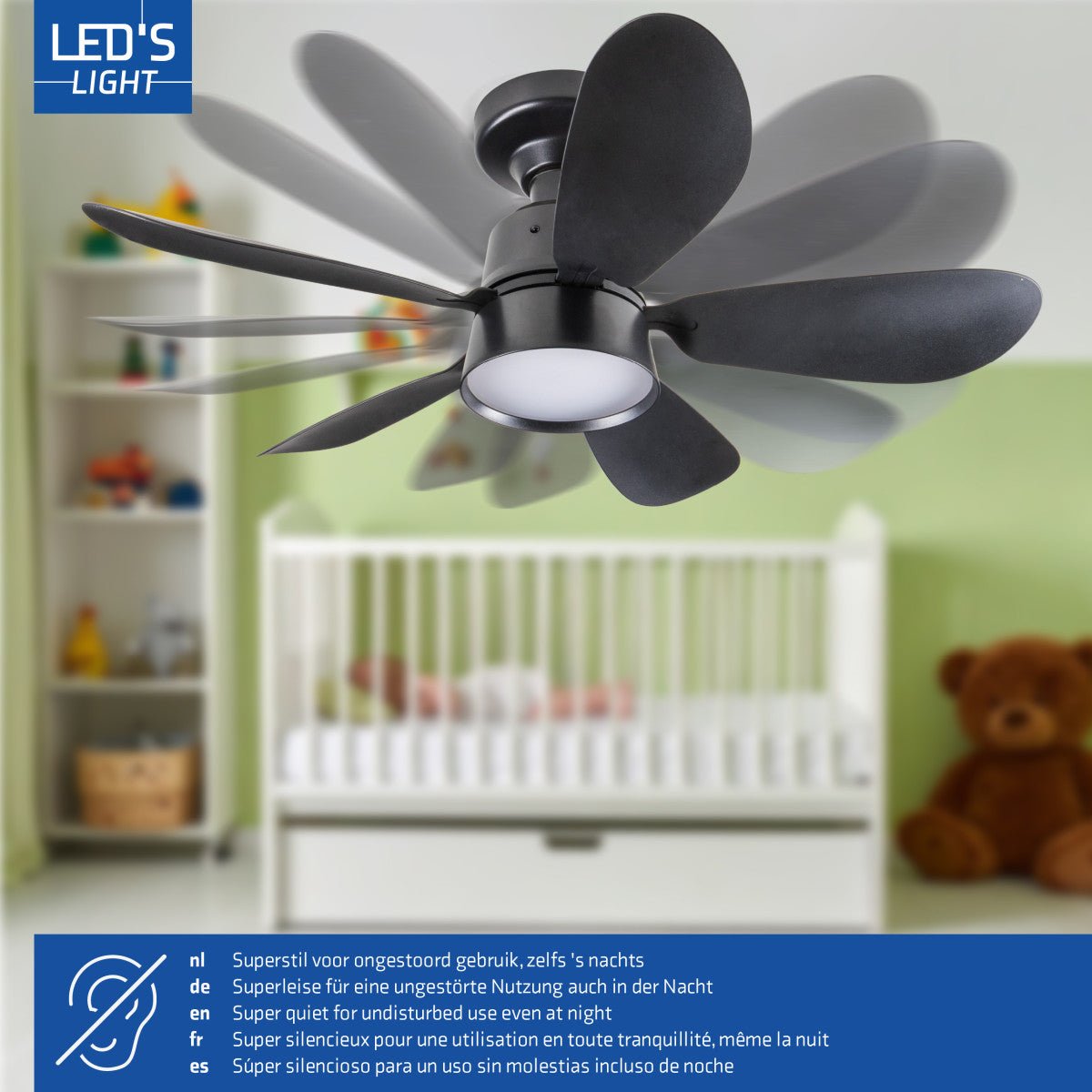 Plafondlamp met ventilator - 25W 1100lm 3000K/6500K Verwijderbare bladen Gemakkelijke installatie - LED.nl
