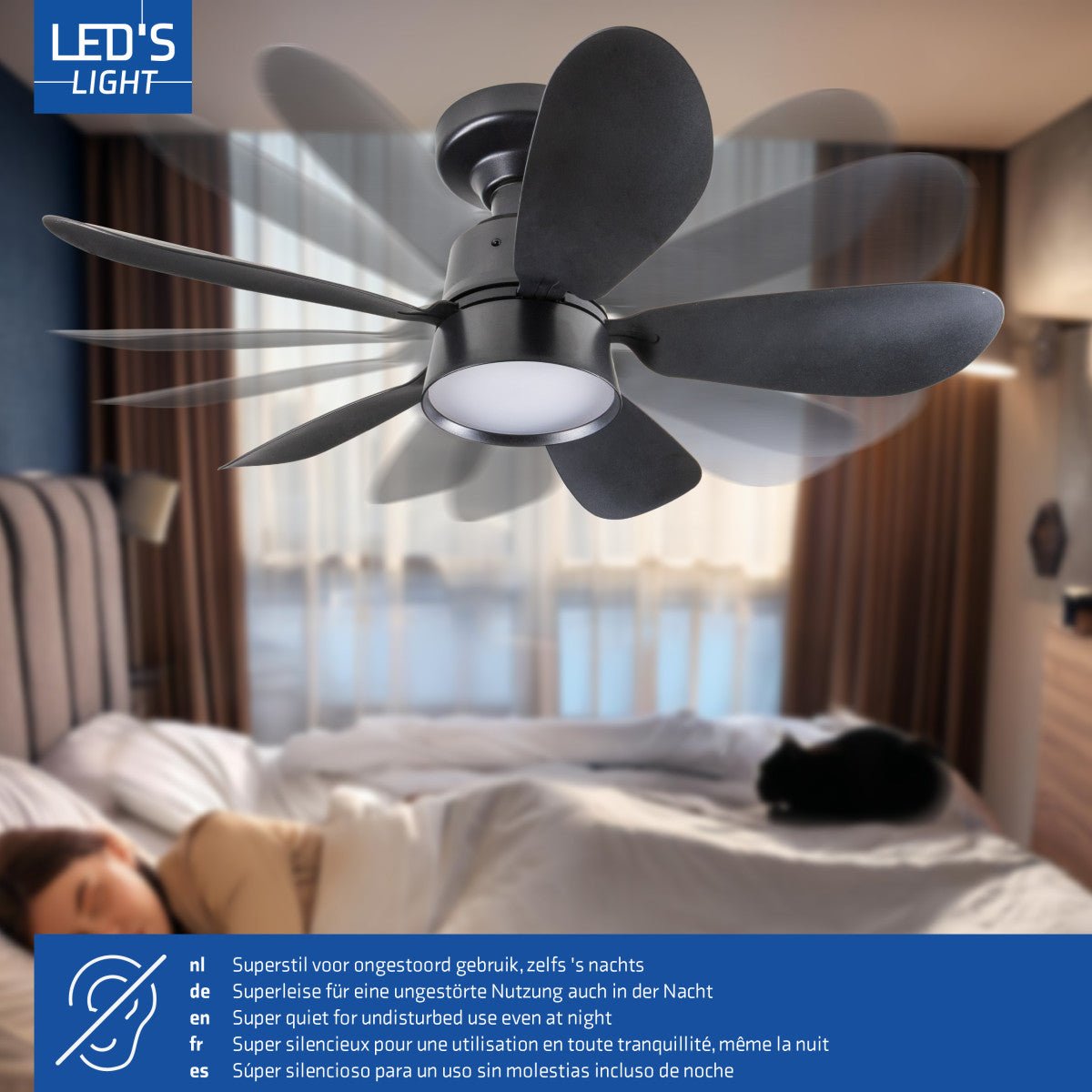 Plafondlamp met ventilator - 25W 1100lm 3000K/6500K Verwijderbare bladen Gemakkelijke installatie - LED.nl