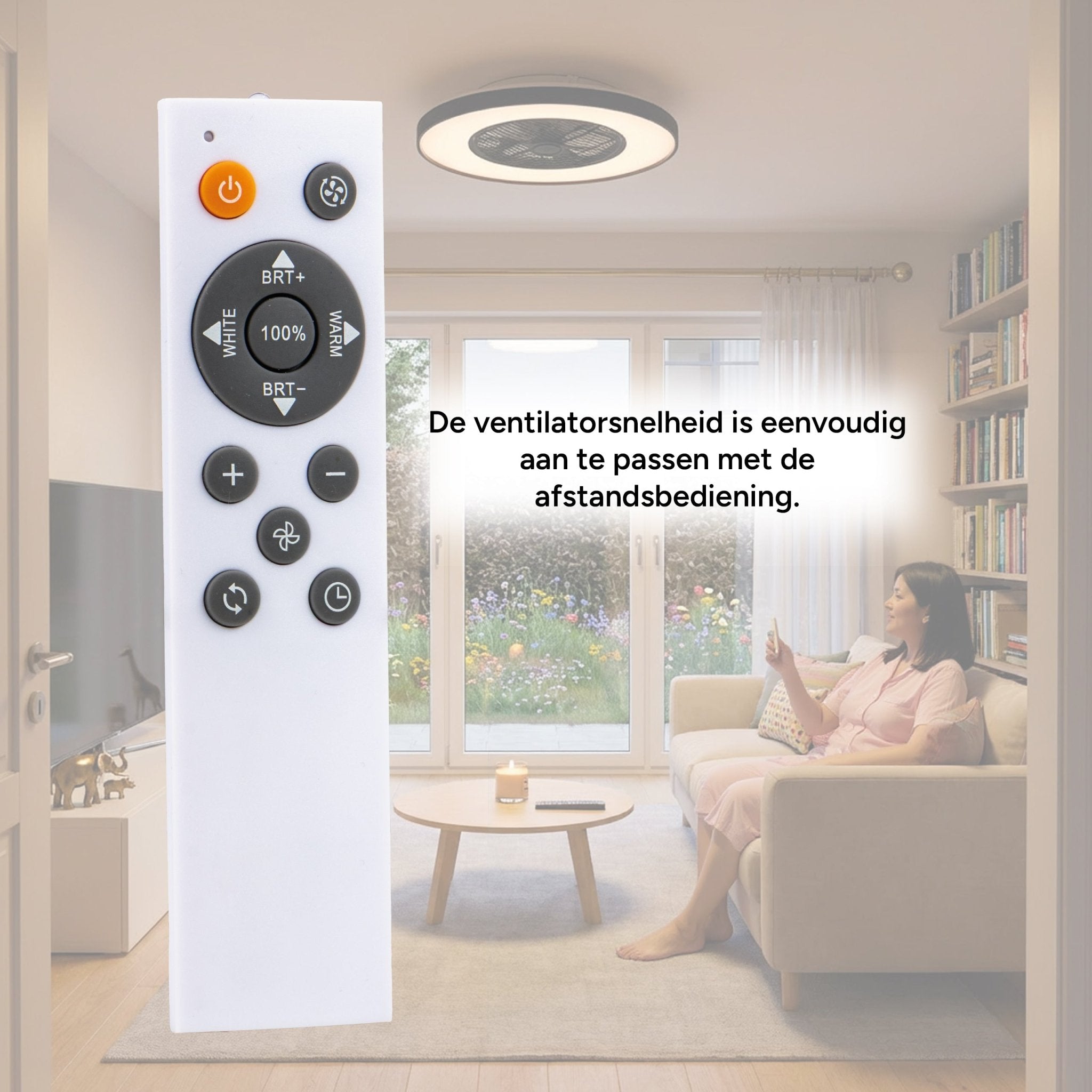 Proventa 3D Air Plafondlamp met Ventilator 60cm - Full room luchtcirculatie - Zomer & Winterstand – Licht en kleurtemperatuur instelbaar Plafondventilatoren LED.nl