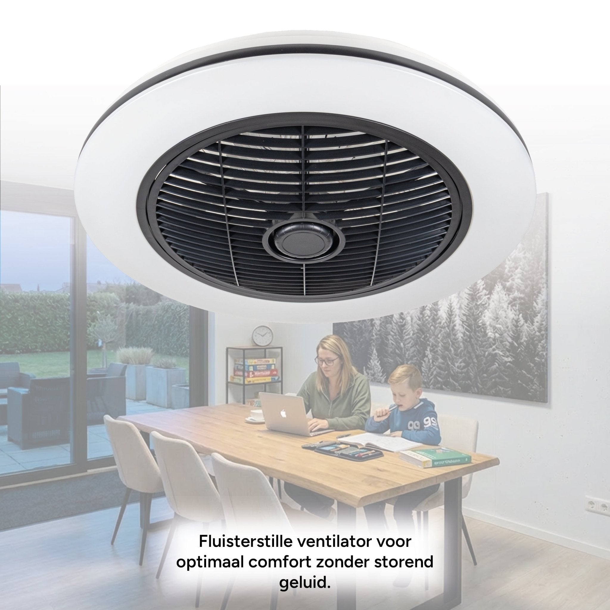 Proventa 3D Air Plafondventilator met verlichting 50 cm - Verspreidt lucht over hele kamer - Met afstandsbediening Plafondventilatoren LED.nl