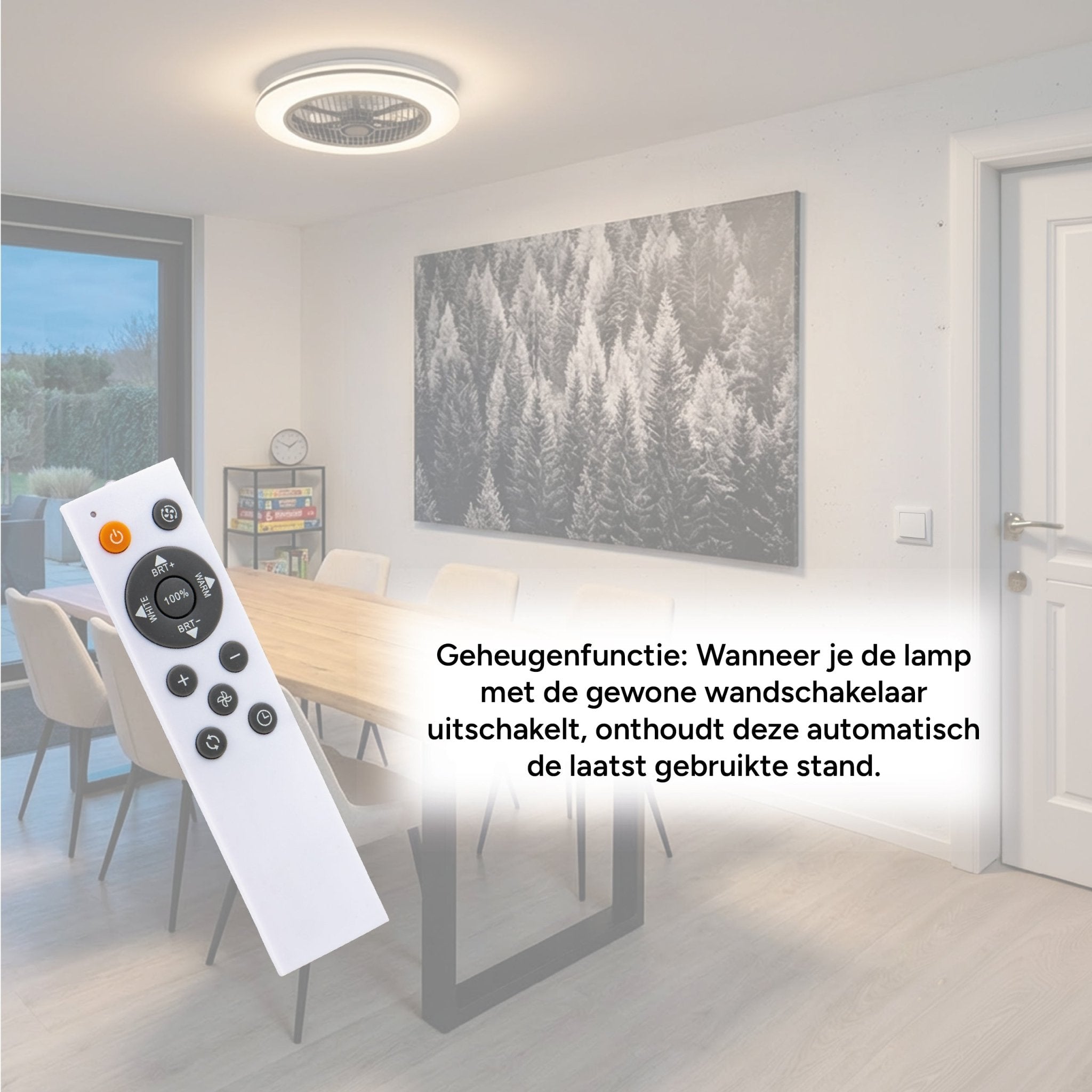 Proventa 3D Air Plafondventilator met verlichting 50 cm - Verspreidt lucht over hele kamer - Met afstandsbediening Plafondventilatoren LED.nl