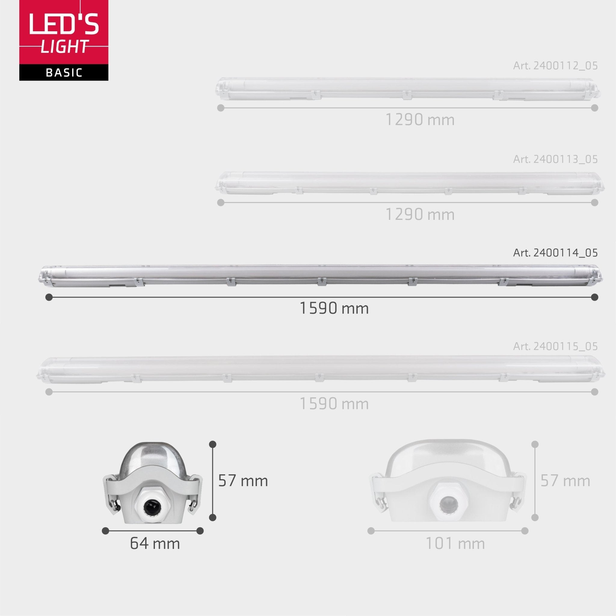 Proventa LED TL 4 armaturen met lampen 150 cm - Koud wit licht 6500 K - Waterdicht - Complete set - 4 stuks - LED.nl