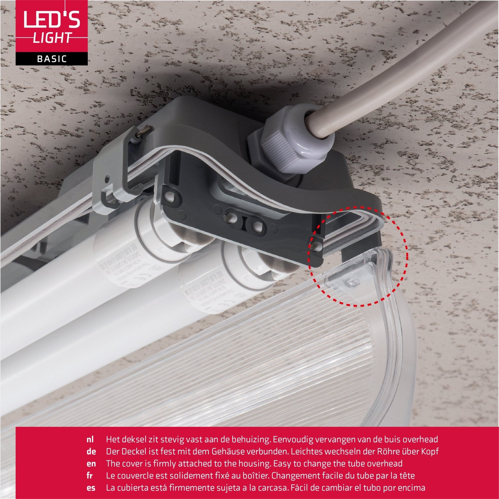 Proventa LED TL 4 dubbel armaturen met 8 buizen 150 cm - Koud wit licht 6500 K - Waterdicht - 4 stuks - LED.nl