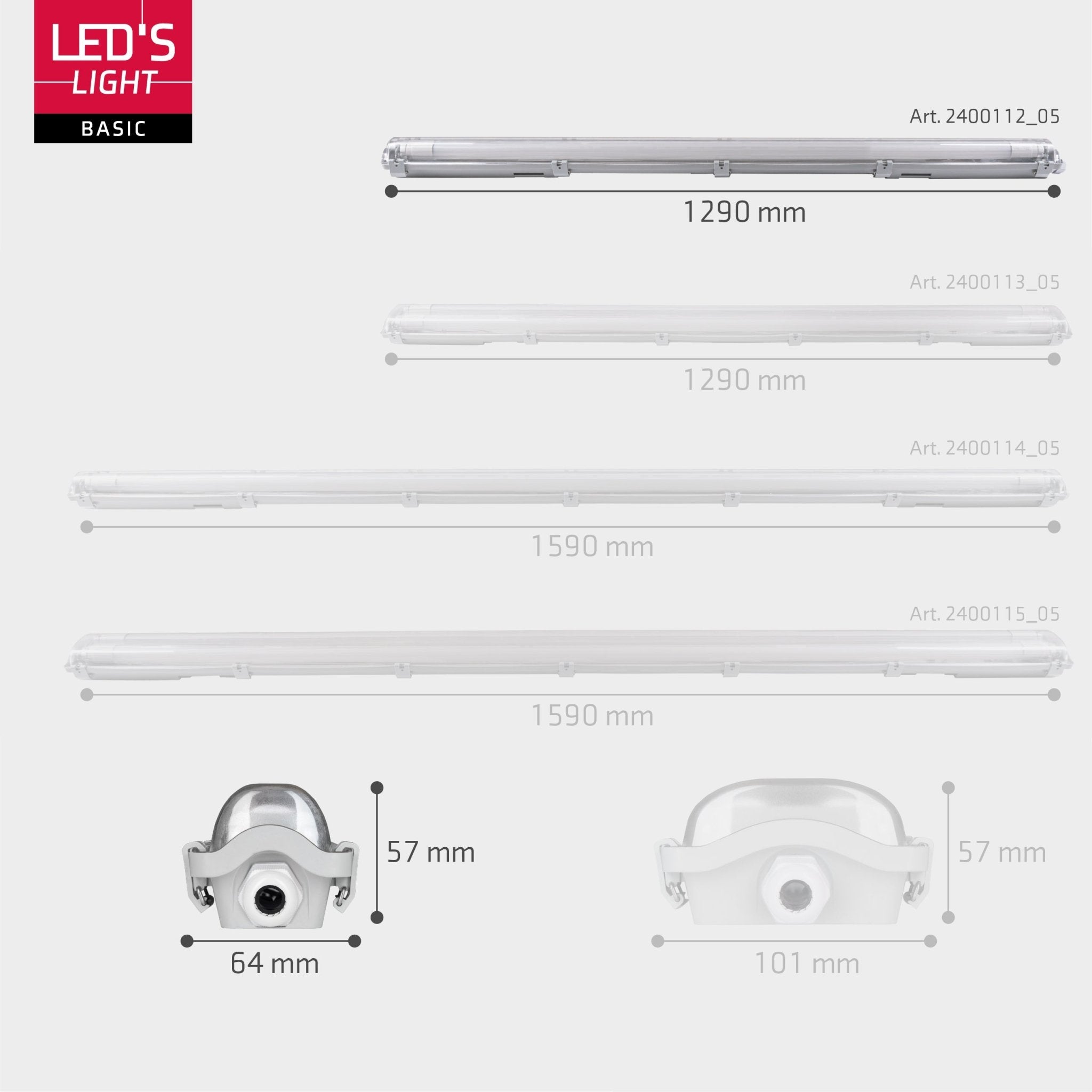 Proventa LED TL armaturen met lampen 120 cm - Koud wit licht 6500 K - Waterdicht - Complete set - 4 stuks - LED.nl
