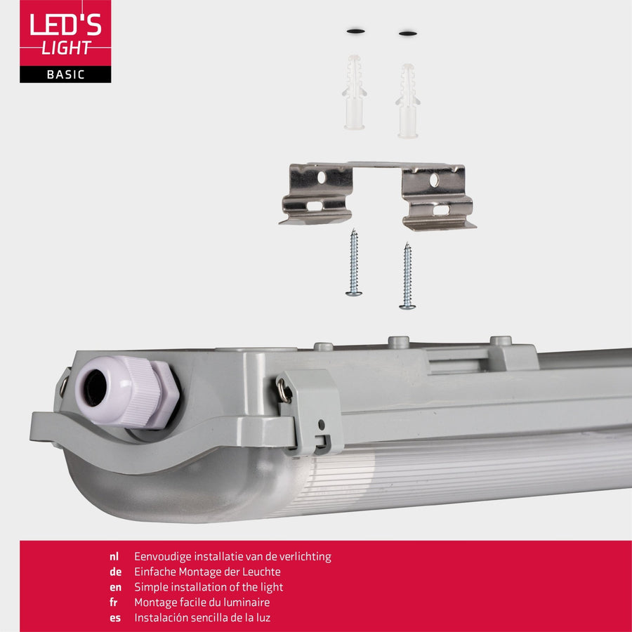 Proventa LED TL dubbel 8 armaturen met 16 buizen 150 cm - Koud wit licht 6500 K - Voordeelverapkking - 8 stuks TL verlichting LED.nl