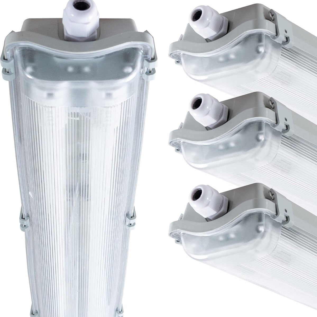 Proventa LED TL dubbel armaturen met 8 lampen 120 cm - Koud wit licht 6500 K - Waterdicht - 4 stuks - LED.nl