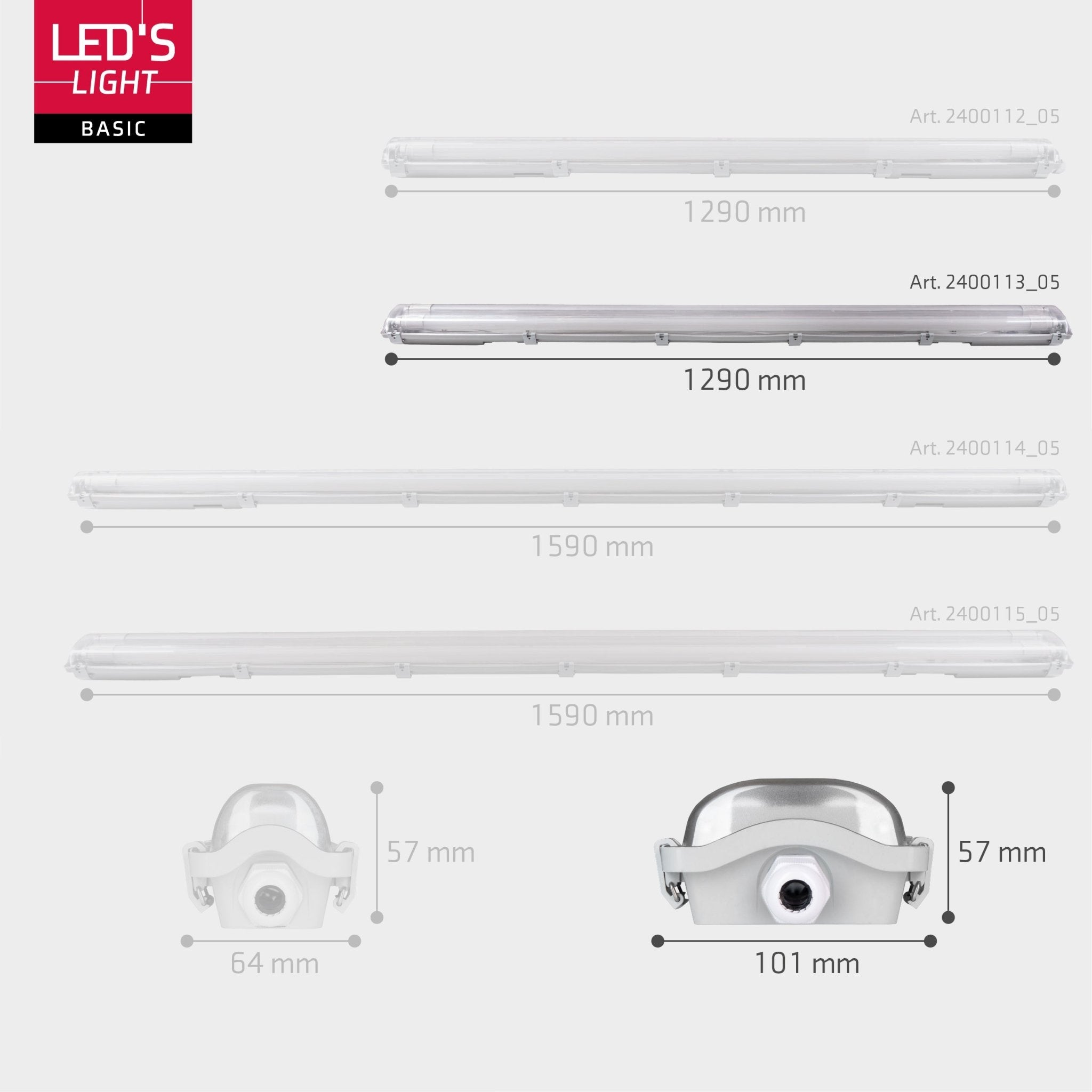 Proventa LED TL dubbel armatuur met 2 lampen 120 cm - Koud wit licht 6500 K - Waterdicht - Complete set - LED.nl