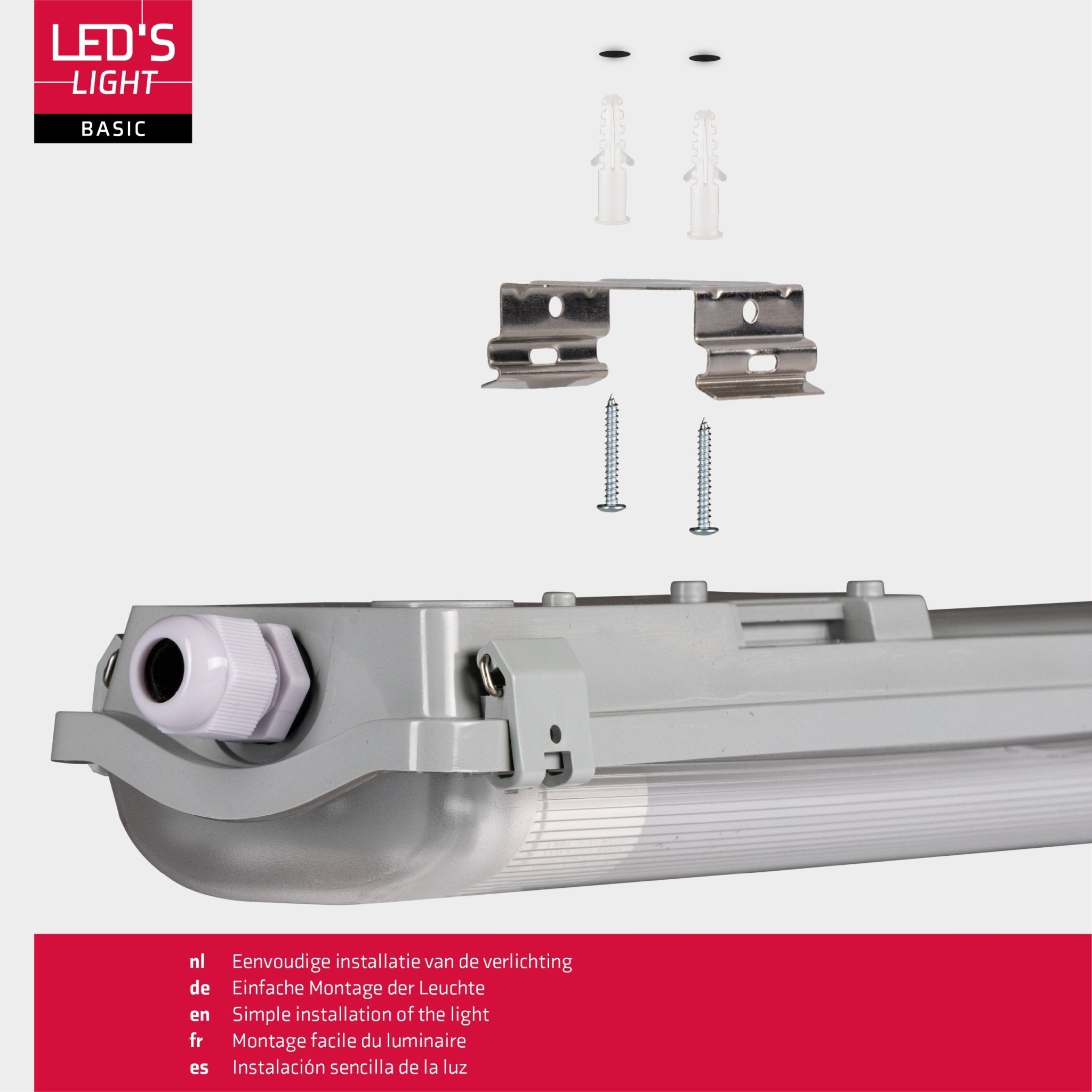 Proventa LED TL dubbel armatuur met 2 lampen 120 cm - Koud wit licht 6500 K - Waterdicht - Complete set - LED.nl