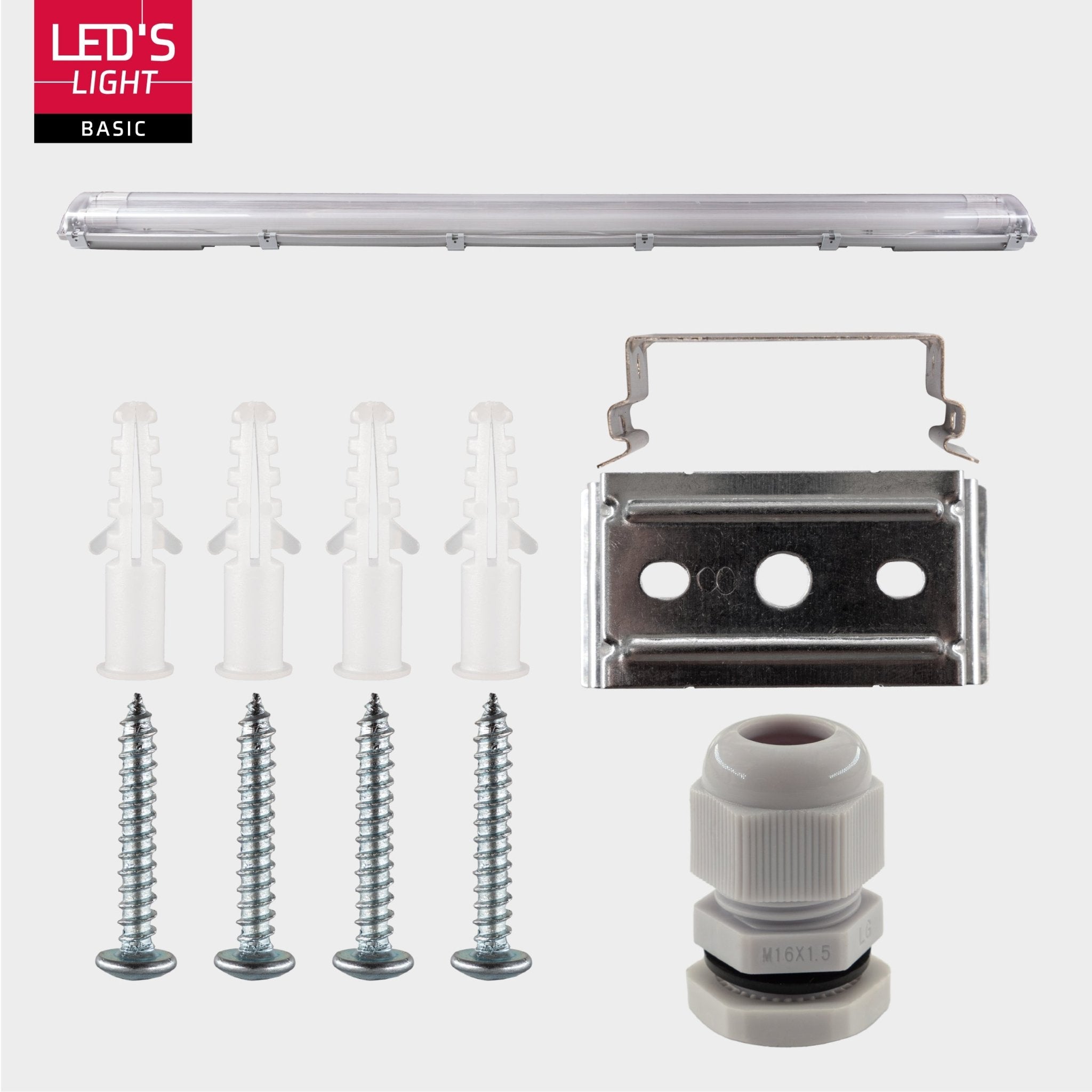 Proventa LED TL dubbel armatuur met 2 lampen 120 cm - Koud wit licht 6500 K - Waterdicht - Complete set - LED.nl