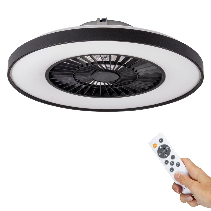 Proventa Premium Ceiling Fan with Lamp 60 cm - Summer and Winter Mode with Remote Control - Black - LED.nl
