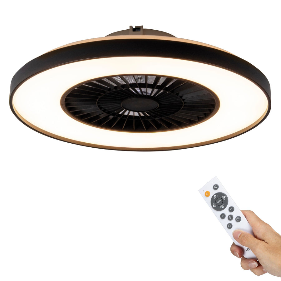 Proventa Premium Ceiling Fan with Lamp 60 cm - Summer and Winter Mode with Remote Control - Black - LED.nl