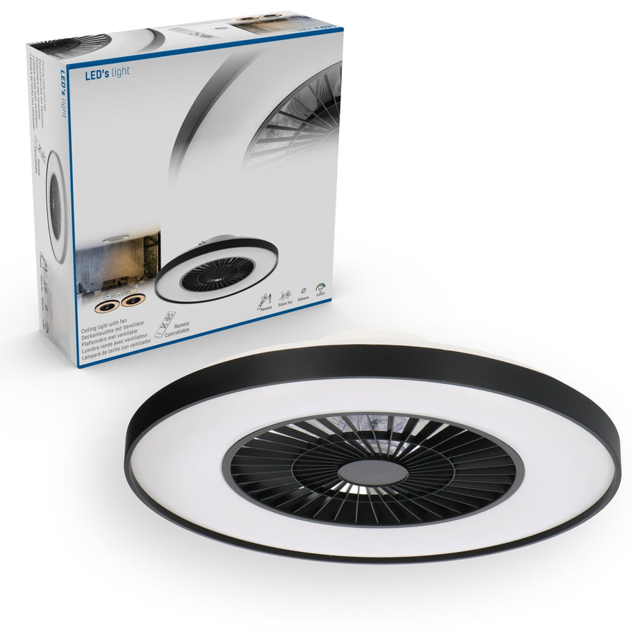 Proventa Premium Ceiling Fan with Lamp 60 cm - Summer and Winter Mode with Remote Control - Black - LED.nl