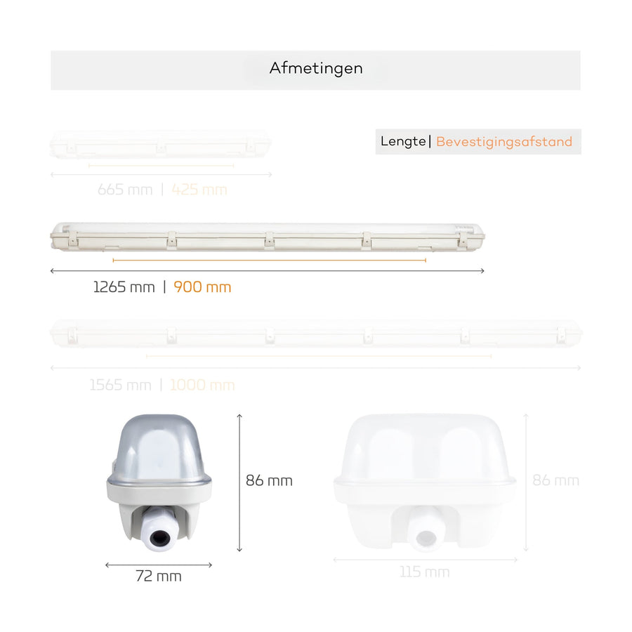 Proventa TL lighting LED 120 cm - LED TL fixture incl. LED tube - Waterproof - 1800 lm - LED.nl