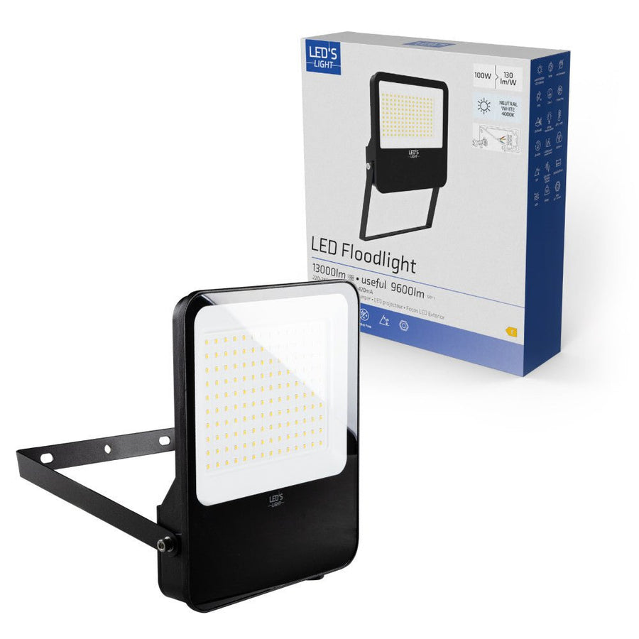 LED-Flutlicht – 100 W, 9600 lm, 4000 K – Schwarz – IP65 - LED.de