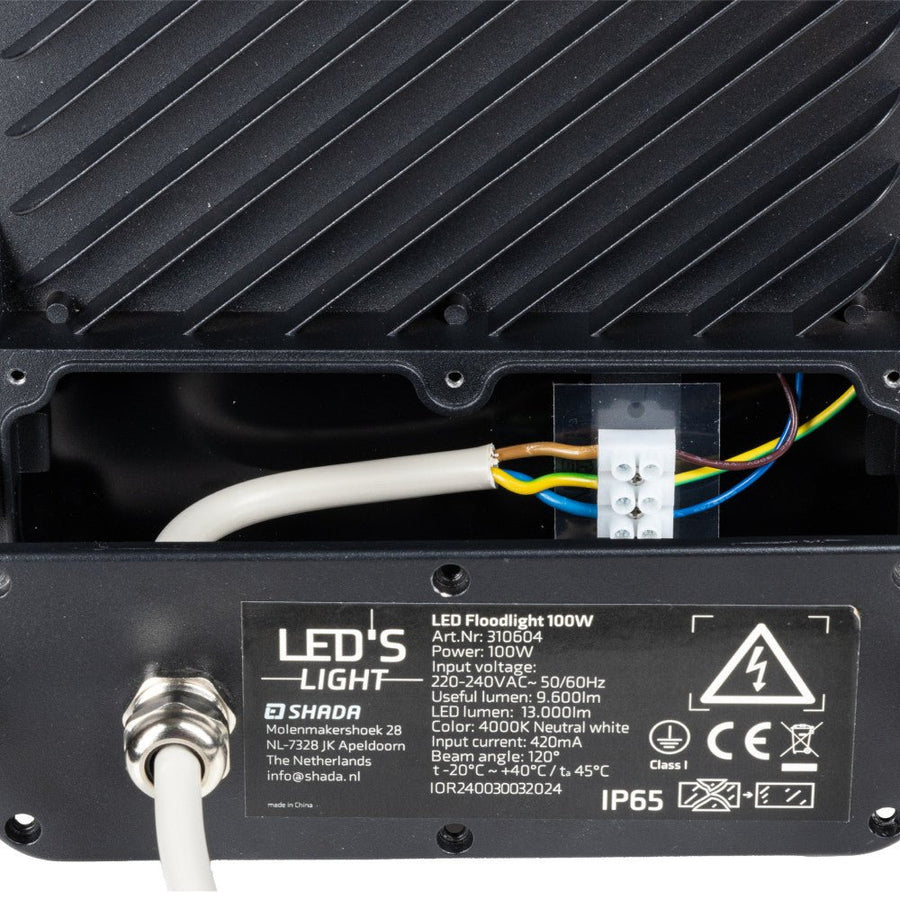 LED-Flutlicht – 100 W, 9600 lm, 4000 K – Schwarz – IP65 - LED.de