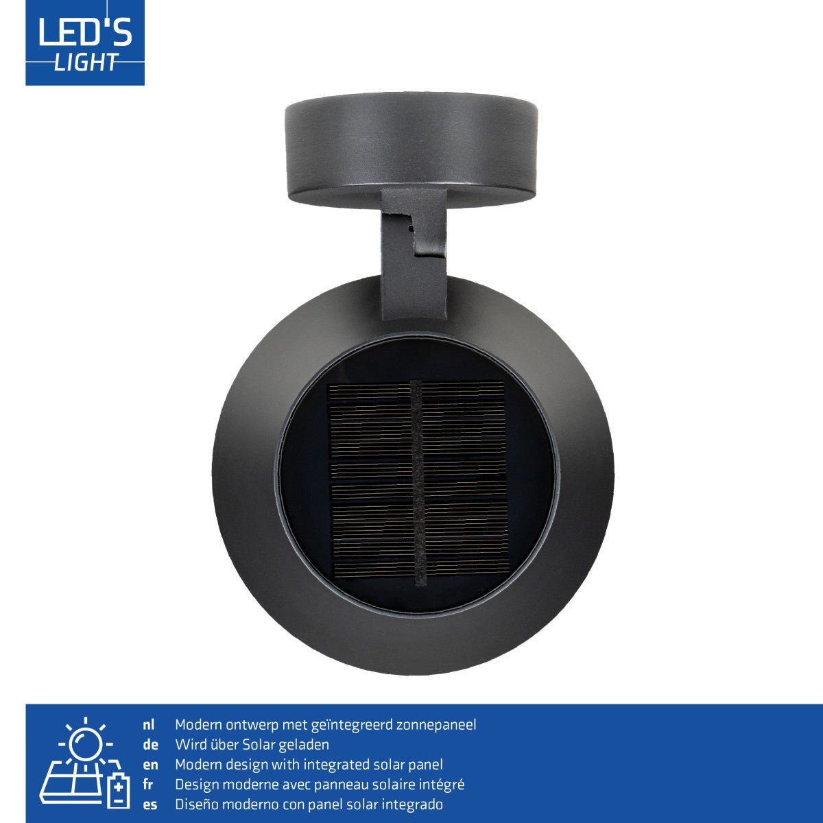 Solar Wandlamp Buitenlamp met Bewegingssensor - 350lm - 4000K - Zwart - IP54 - Sensor - LED.nl