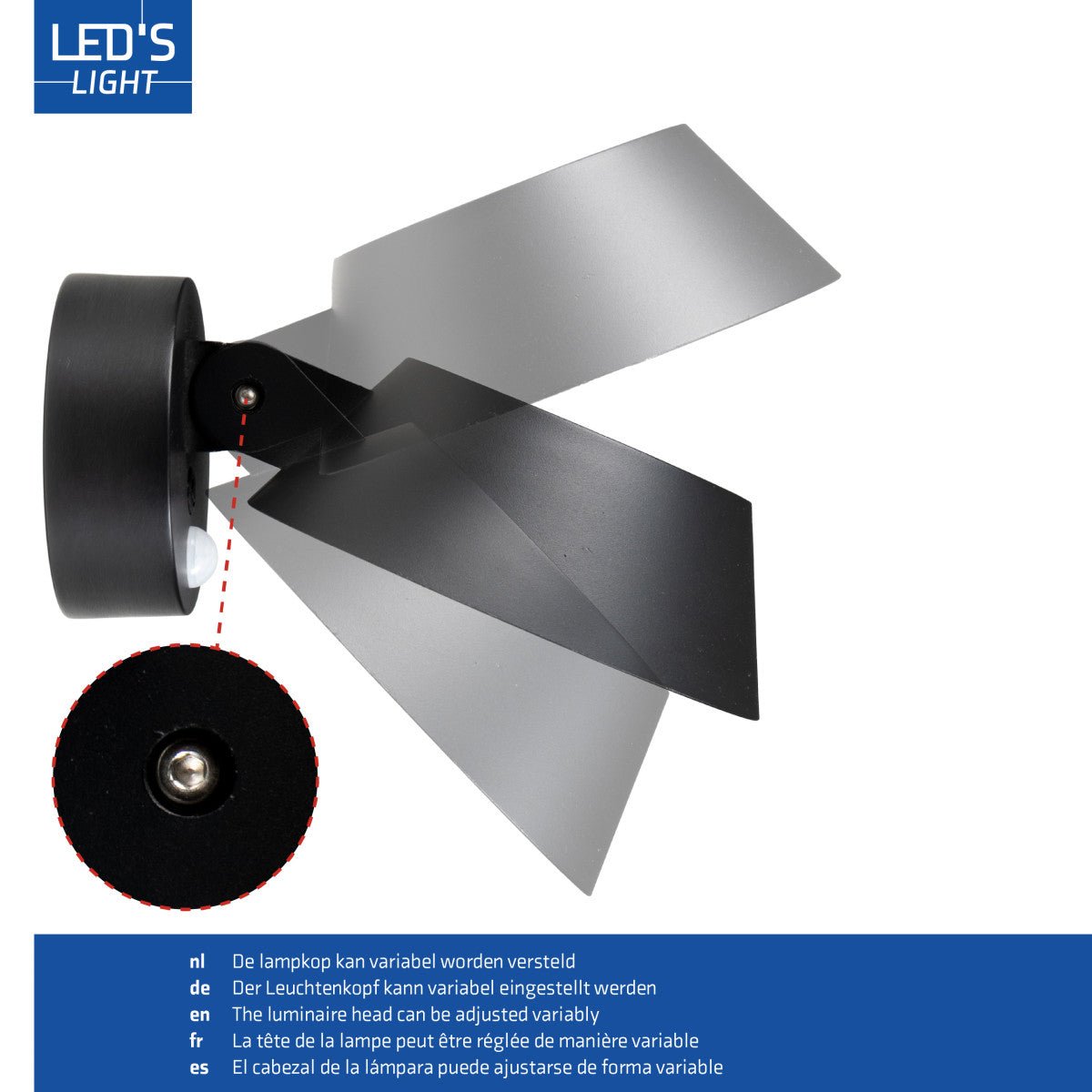 Solar Wandlamp Buitenlamp met Bewegingssensor - 350lm - 4000K - Zwart - IP54 - Sensor - LED.nl