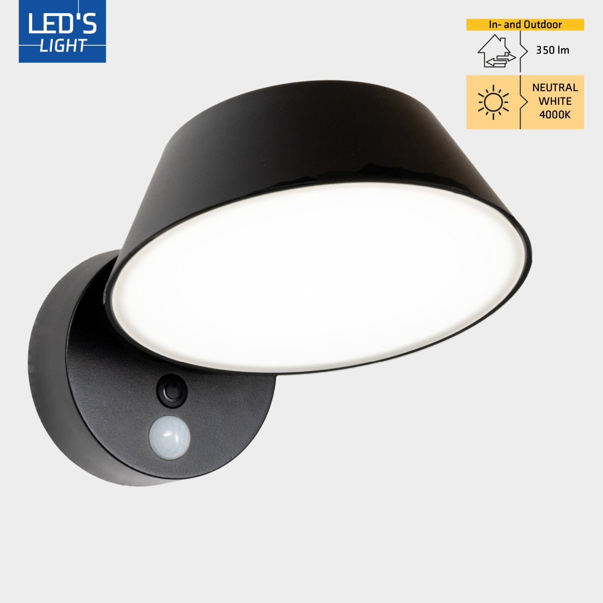 Solar Wandlamp Buitenlamp met Bewegingssensor - 350lm - 4000K - Zwart - IP54 - Sensor - LED.nl
