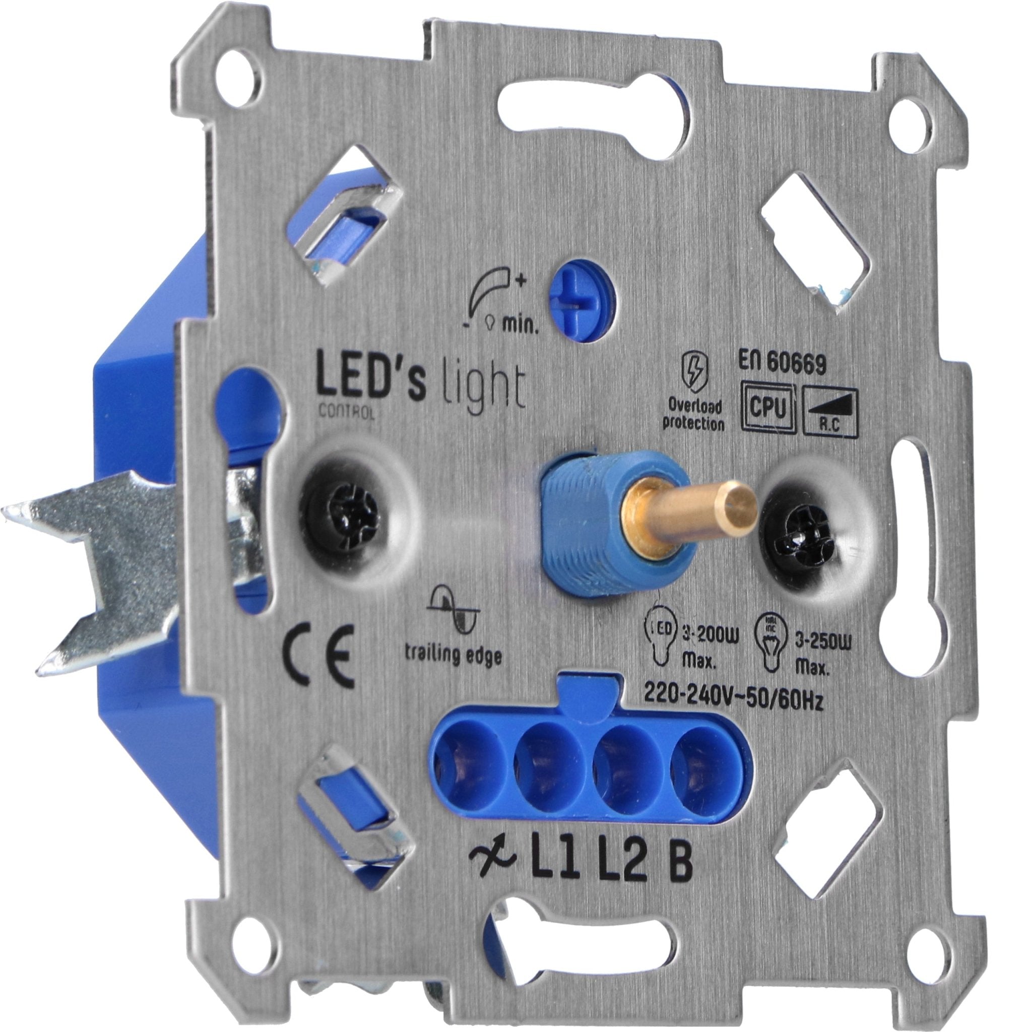 Universele LED draai dimmer tot 250 watt - Geschikt voor alle dimbare lampen - 2 draads - LED.nl
