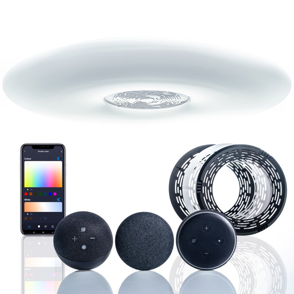 VoiceControl LED Plafondlamp 50 cm met Google Nest & Amazon Echo Dot houder - Bedienbaar met App - LED.nl
