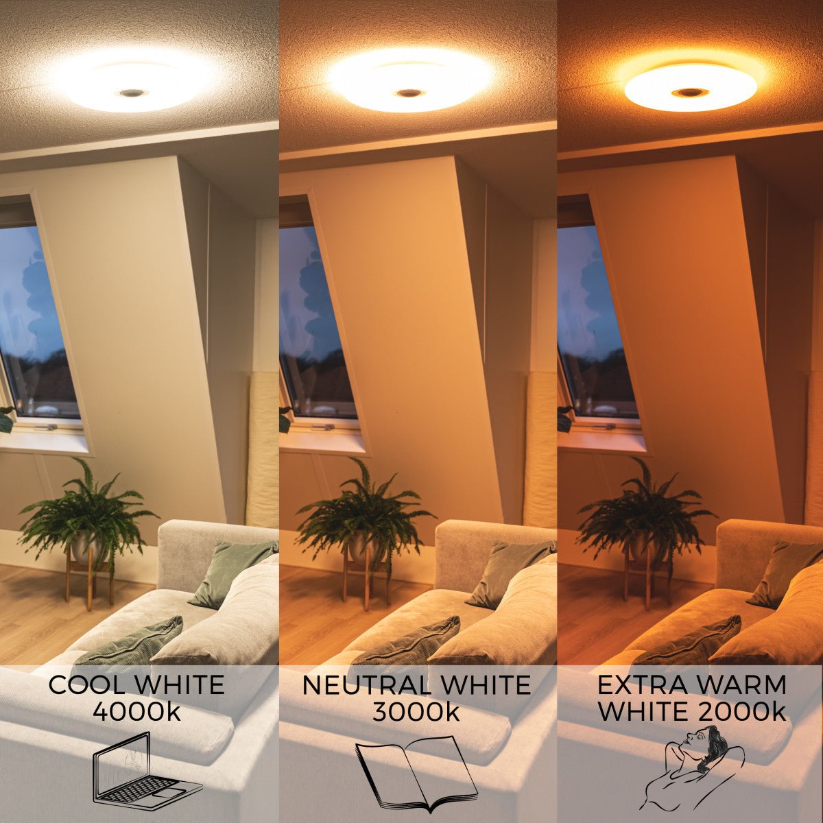 VoiceControl LED Plafondlamp 50 cm met Google Nest & Amazon Echo Dot houder - Bedienbaar met App - LED.nl
