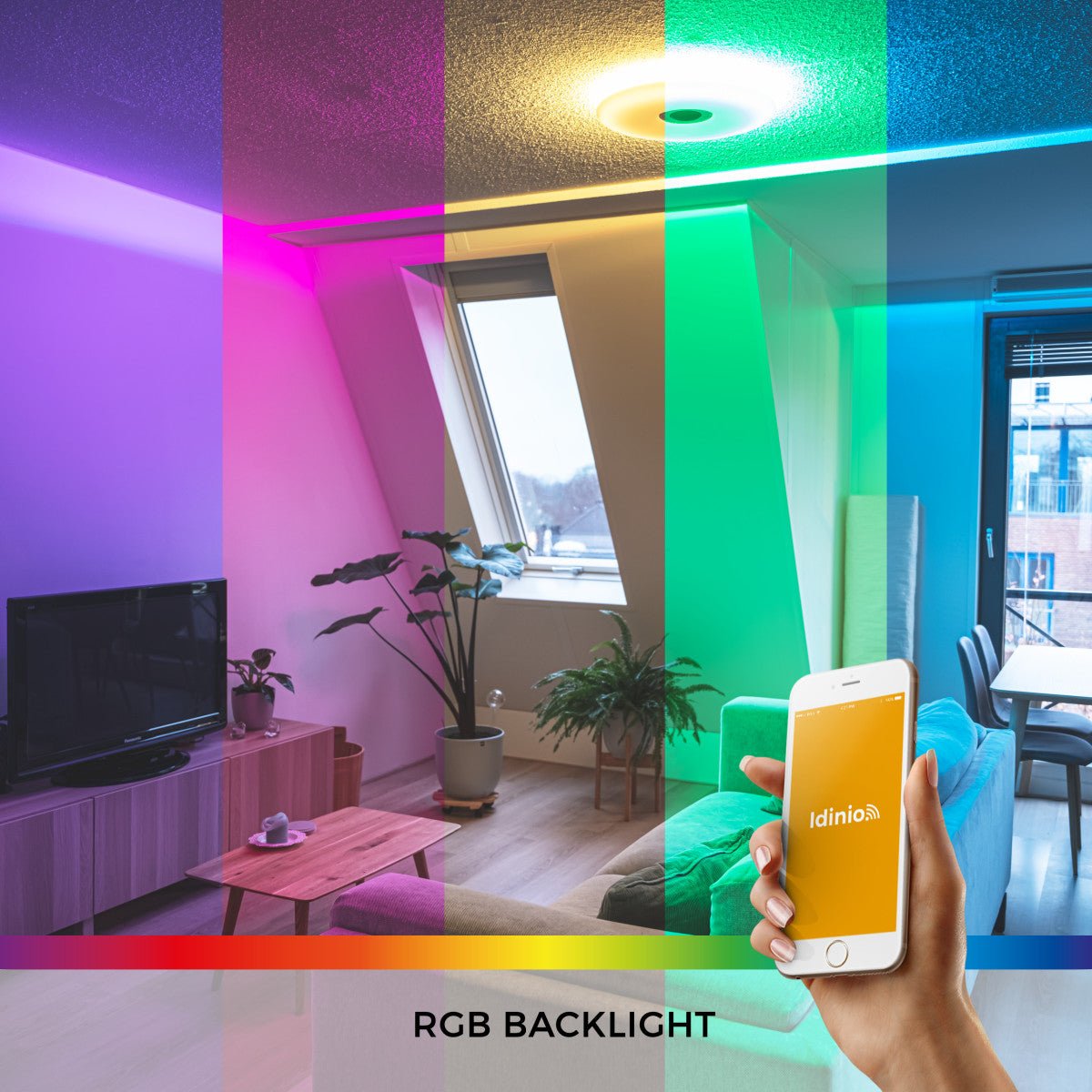 VoiceControl LED Plafondlamp 50 cm met Google Nest & Amazon Echo Dot houder - Bedienbaar met App - LED.nl