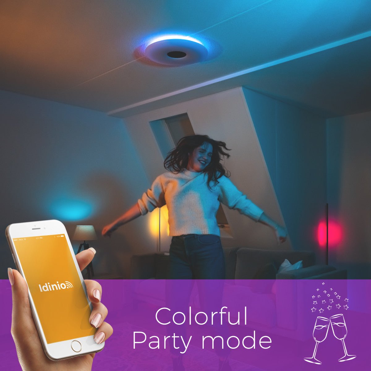 VoiceControl LED Plafondlamp 50 cm met Google Nest & Amazon Echo Dot houder - Bedienbaar met App - LED.nl