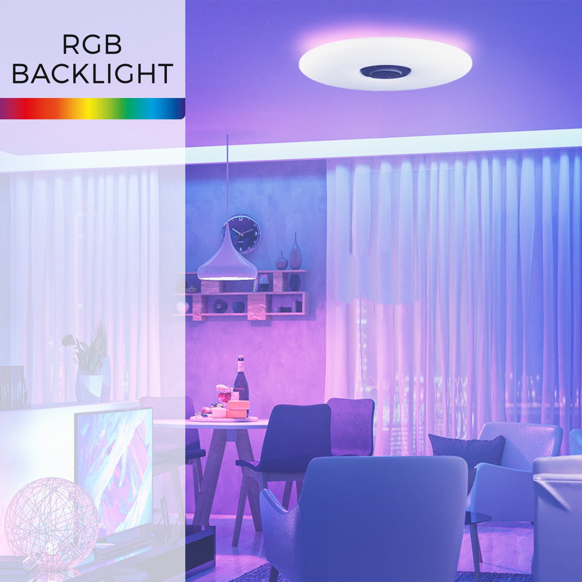 VoiceControl LED Plafondlamp 50 cm met Google Nest & Amazon Echo Dot houder - Bedienbaar met App - LED.nl