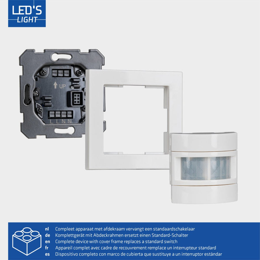Wandschalter mit Bewegungsmelder - 55 x 55 mm Unterputz - LED-kompatibel - Weiß - LED.de