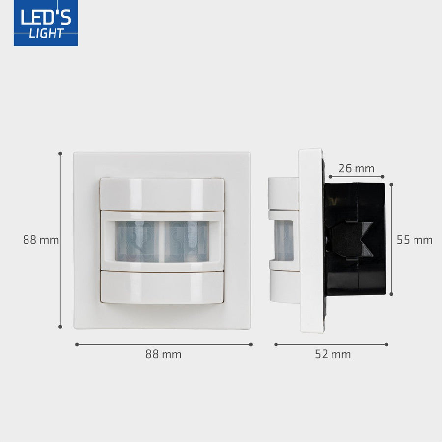 Wandschalter mit Bewegungsmelder - 55 x 55 mm Unterputz - LED-kompatibel - Weiß - LED.de