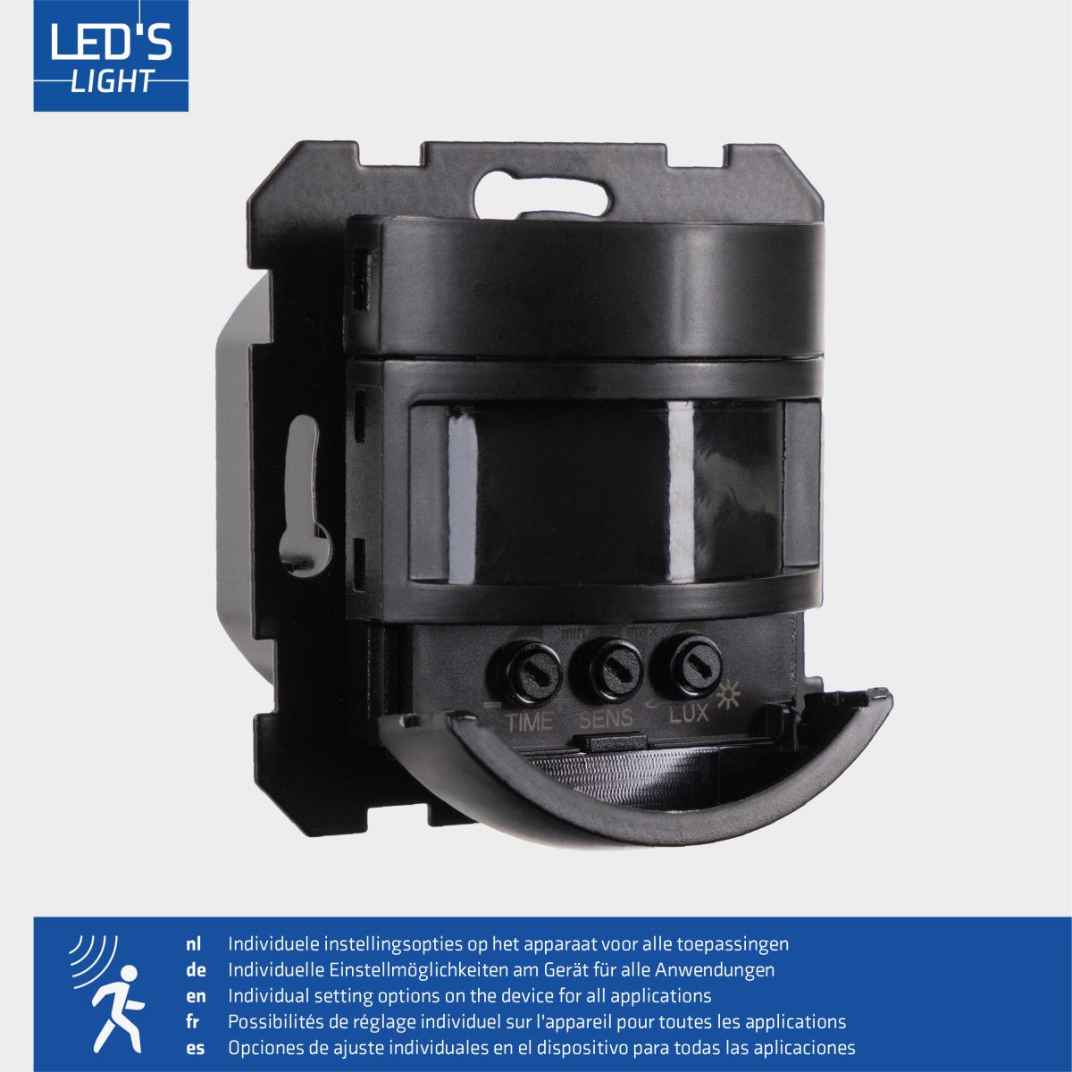 Wandschakelaar met Bewegingssensor - 55 x 55 mm inbouw - Compatibel met LED - Zwart - LED.nl