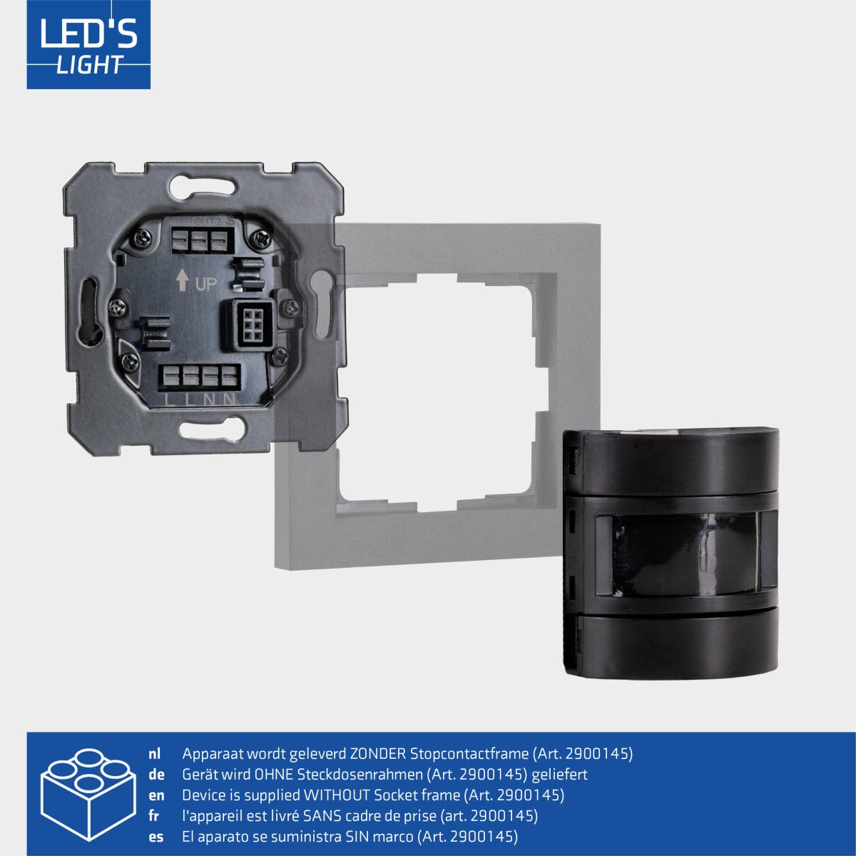 Wandschakelaar met Bewegingssensor - 55 x 55 mm inbouw - Compatibel met LED - Zwart - LED.nl
