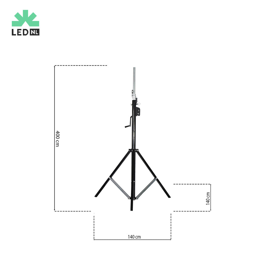 Tripod for industrial LED construction lamp – Height adjustable up to 400 cm – Robust aluminum construction - LED.nl
